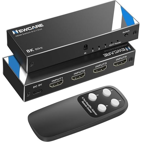 NEWCARE 8K HDMI Switch 4x1 with Remote