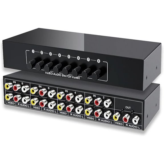 RCA AV Switch 8 in 1 Out Composite Video L/R Audio Switcher Selector Box