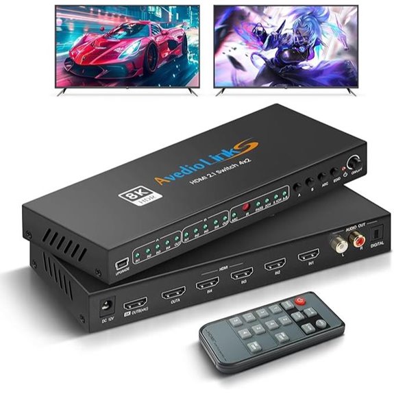 4x2 HDMI 2.1 Matrix Switch with Audio and Remote
