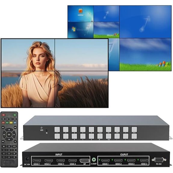 ICUIXIAN 4x4 HDMI Matrix Switch Video Wall Controller