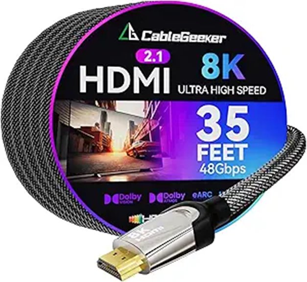 8K HDMI 2.1 Cable 35ft for Gaming and TV
