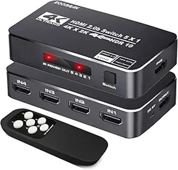 4K HDR HDMI Switch with Remote (5 Ports)