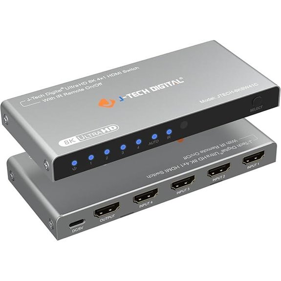 J-Tech 4K HDMI Switch 2.1 with Remote