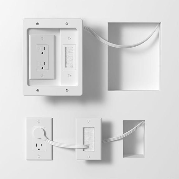 In-Wall Cable Management Kit with Outlets and Brush