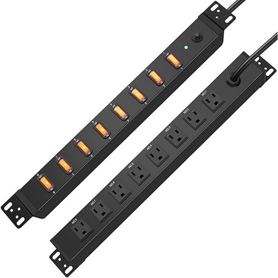 HHSOET 1U Rack Mount Surge Protector Power Strip