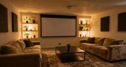 cozy functional basement theater