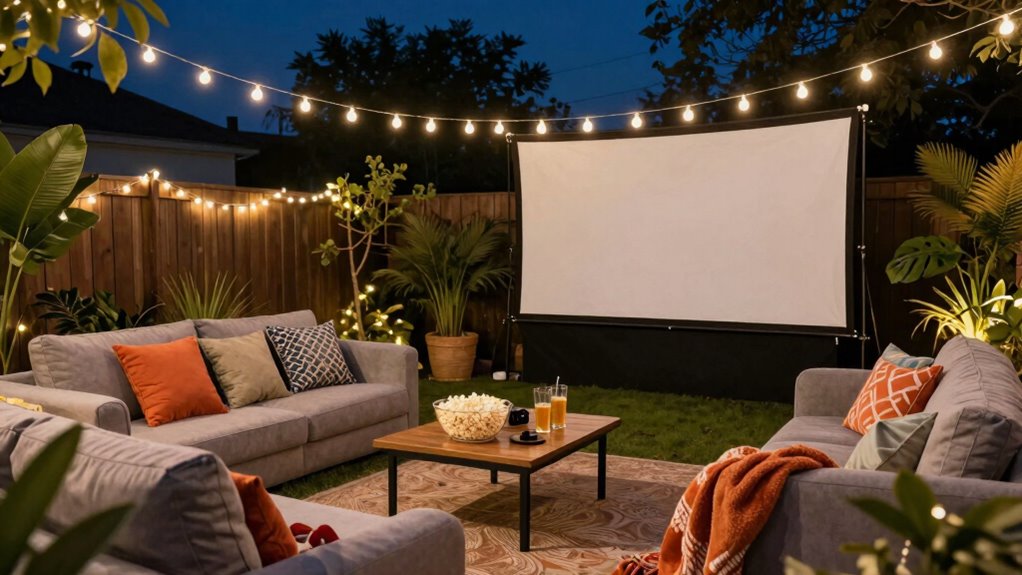 outdoor lighting and sound setup