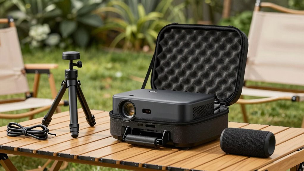 portable versatile travel projector setup