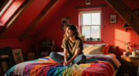A Plain Attic Bedroom Is Now A “Little Jewel Box” After A Colorful Redo