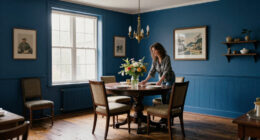 They Drenched A Dining Room In Deep Blue — Now It’s Moody And Vintage